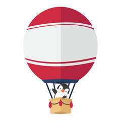 hot air balloon with penguin cartoon © focus_bell