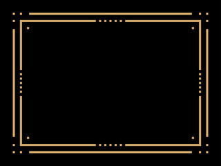 Art deco frame. Vintage linear border. Design a template for invitations, leaflets and greeting cards. Geometric golden frame. The style of the 1920s - 1930s. Vector illustration