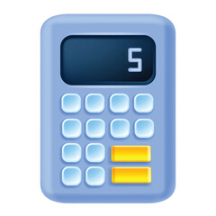 3D calculator icon, finance education cartoon vector illustration, math device, office accounting tool. Modern minimal plastic keypad, square button, calculation balance. Isolated 3D calculator
