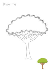 Simple Outline Stroke Tree Shape Silhouette Photo Drawing Skills For Kids A3/A4/A5 suitable format size. Print it by yourself at home and enjoy!