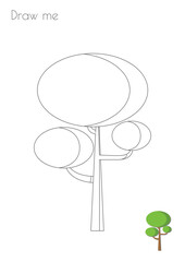 Simple Outline Stroke Tree Shape Silhouette Photo Drawing Skills For Kids A3/A4/A5 suitable format size. Print it by yourself at home and enjoy!Print