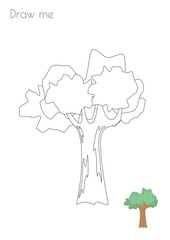 Simple Outline Stroke Tree Shape Silhouette Photo Drawing Skills For Kids A3/A4/A5 suitable format size. Print it by yourself at home and enjoy!
