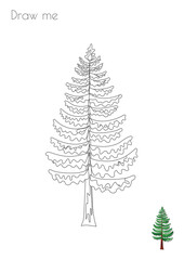 Simple Outline Stroke Christmas Tree Shape Silhouette Photo Drawing Skills For Kids A3/A4/A5 suitable format size. Print it by yourself at home and enjoy!