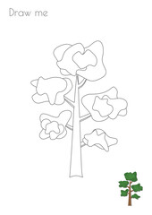 Simple Outline Stroke Pine Tree Shape Silhouette Photo Drawing Skills For Kids A3/A4/A5 suitable format size. Print it by yourself at home and enjoy!