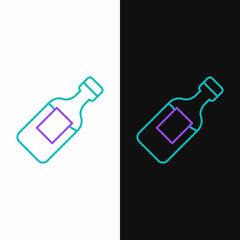 Line Bottle of water icon isolated on white and black background. Soda aqua drink sign. Colorful outline concept. Vector