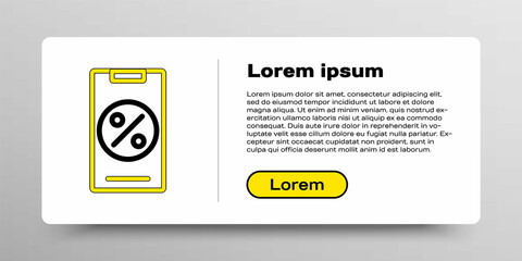 Line Percent discount and mobile phone icon isolated on white background. Sale percentage - price label, tag. Colorful outline concept. Vector