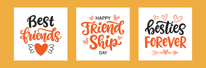 Friendship Day hand lettering phrase set