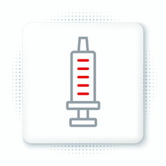 Line Syringe icon isolated on white background. Syringe for vaccine, vaccination, injection, flu shot. Medical equipment. Colorful outline concept. Vector