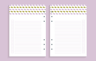 Page template for daily planning, important dates or notes, .smooth shapes.