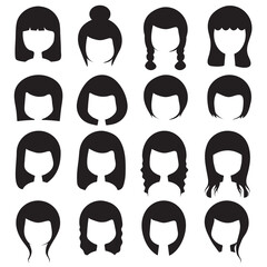 Cartoon woman hairstyle icon on white background