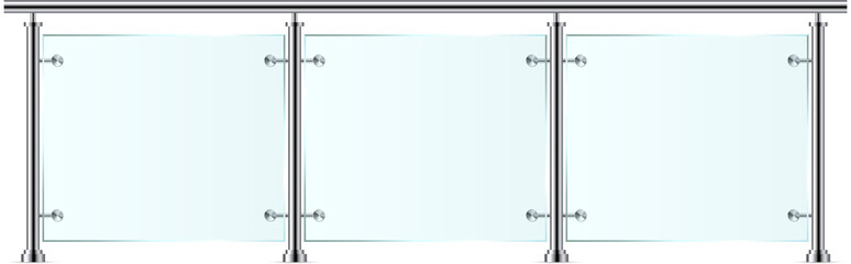 Modern glass railing vector illustration isolated  - obrazy, fototapety, plakaty