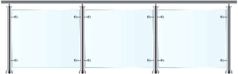 Modern glass railing vector illustration isolated 