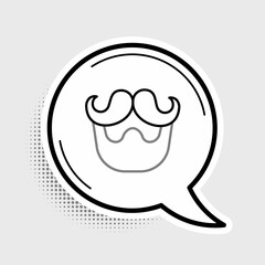 Line Mustache and beard icon isolated on grey background. Barbershop symbol. Facial hair style. Colorful outline concept. Vector