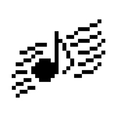 Pixel art Musical notes. Simple geometric symbol. Digital web sign. Isolated flat vector illustration.