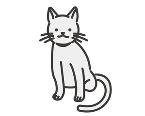 シンプルでかわいい猫のアイコンセットのベクターイラスト素材／ペット／愛犬／愛猫
