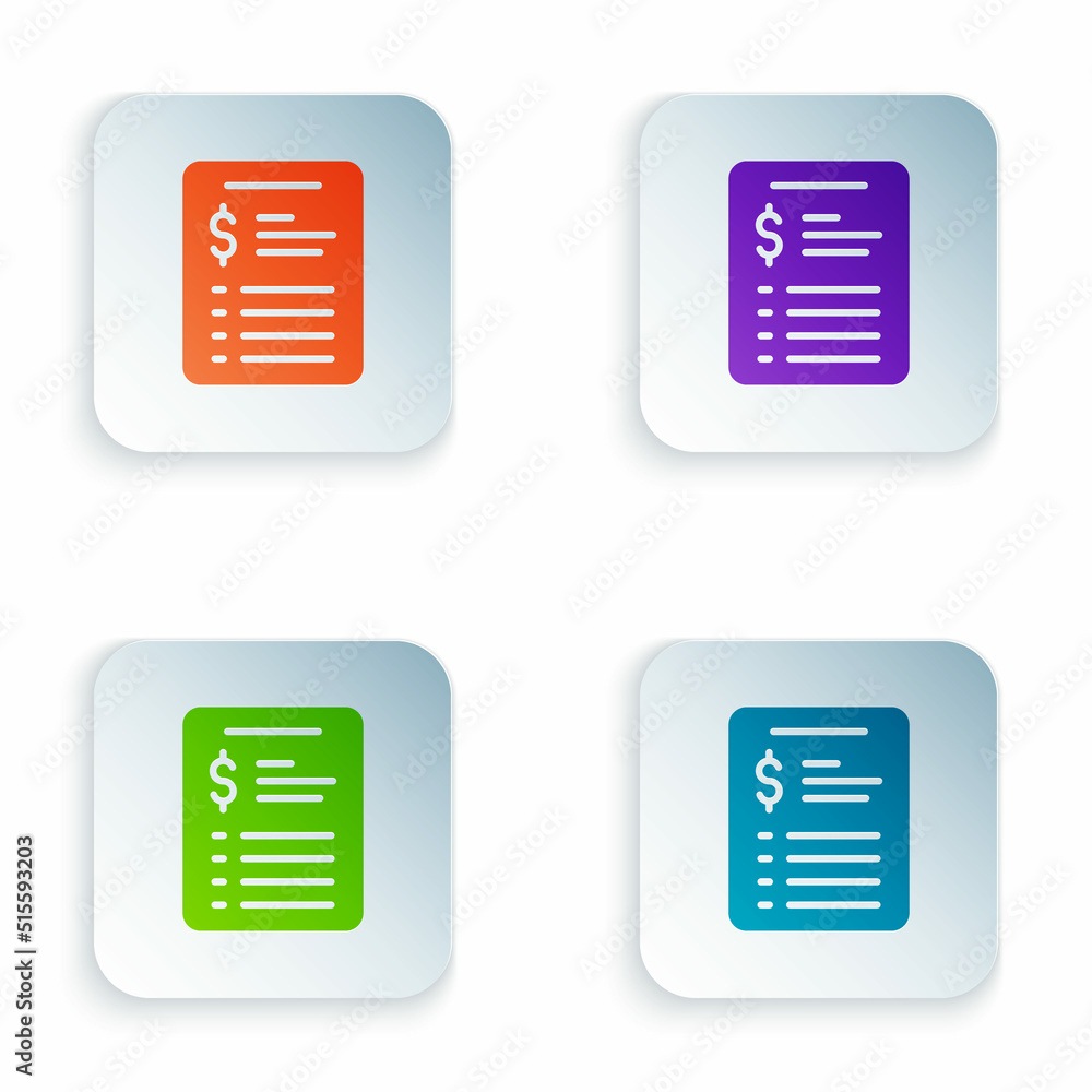 Poster color grooming salon price list icon isolated on white background. set colorful icons in square butt