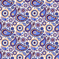 seamless pattern with classic paisley ornament