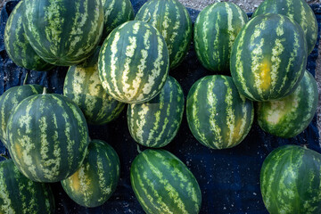 Ksamil, Albania  A pile of locally-grown watermelon 
