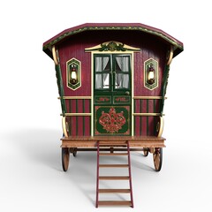 3D-illustration of a old fashioned waggon over white