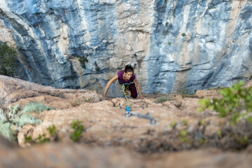 female rock climber