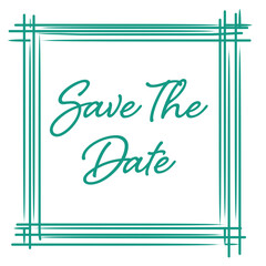 Save The Date Turquoise Lines Borders Square 