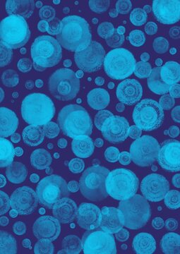 Watercolour circles on cobalt. Illustration for background and wallpaper.