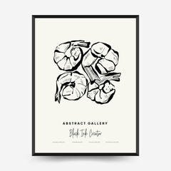 Abstract contemporary mid century modern ink boho poster template