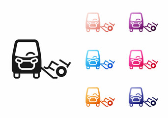 Black Disabled car icon isolated on white background. Set icons colorful. Vector