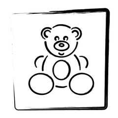 teddy bear icon. Brush frame. Vector illustration.