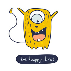 Cute vector yellow monster, funny clipart collection for kids, perfect for children related products
