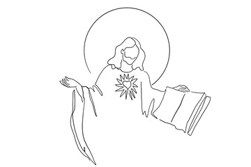 Continuous line drawing of Jesus Christ vector illustration Testament
Bible