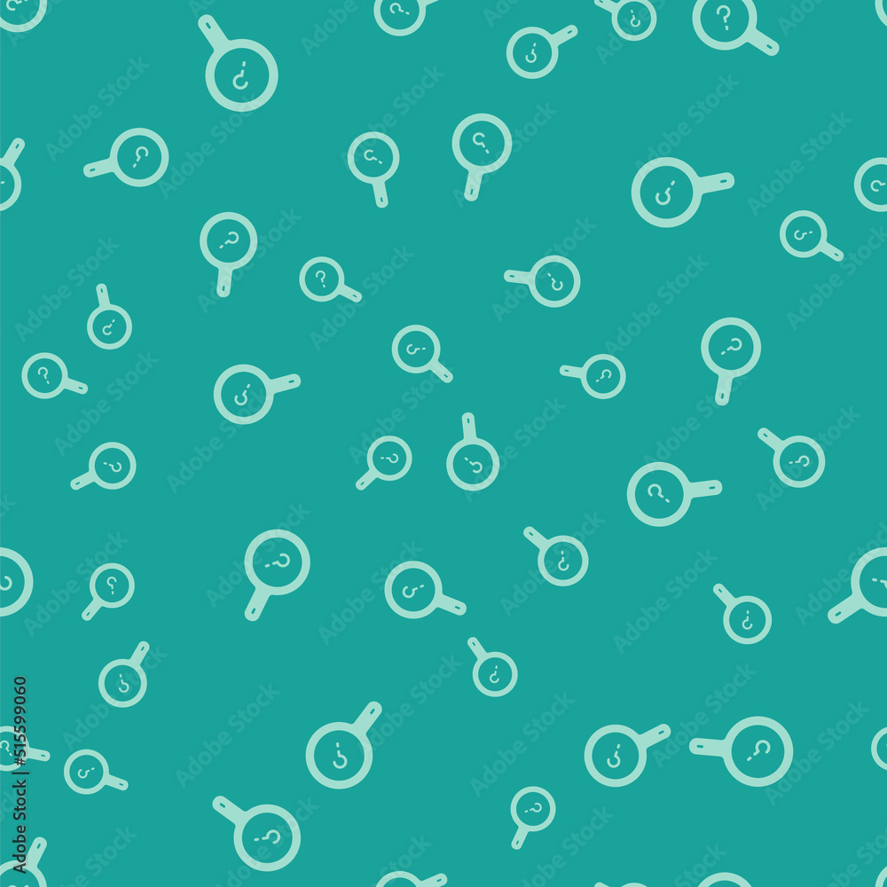 Poster green unknown search icon isolated seamless pattern on green background. magnifying glass and questi
