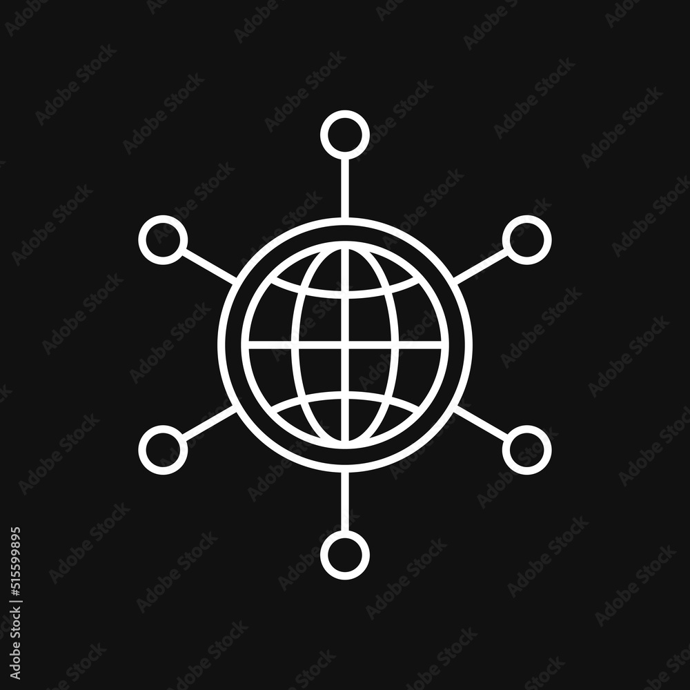 Sticker globe network icon on grey background