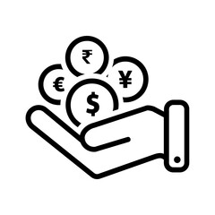 Black line icon for Currency