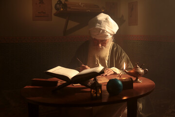 Historical Scene While An Islamic Scientist is Working