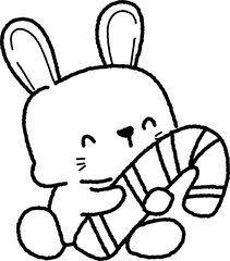 Chinese New Year 2023, the year of the rabbit, red and gold line art characters, simple hand-drawn Asian elements with craft (Chinese translation: Happy Chinese New Year 2023, year of the rabbit).