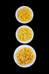 Pasta in  plate with black background