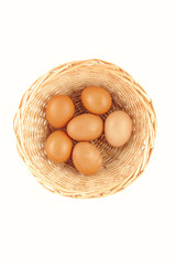 Chicken eggs in a basket