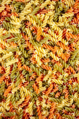 Texture of multicolored pasta
