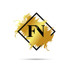 Gold FN logo symbol vector art design