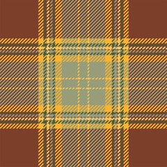 Plaid check pattern in orange and red colors. Seamless fabric texture. Tartan textile print.