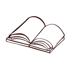 Reading book, notepad line monochrome illustration