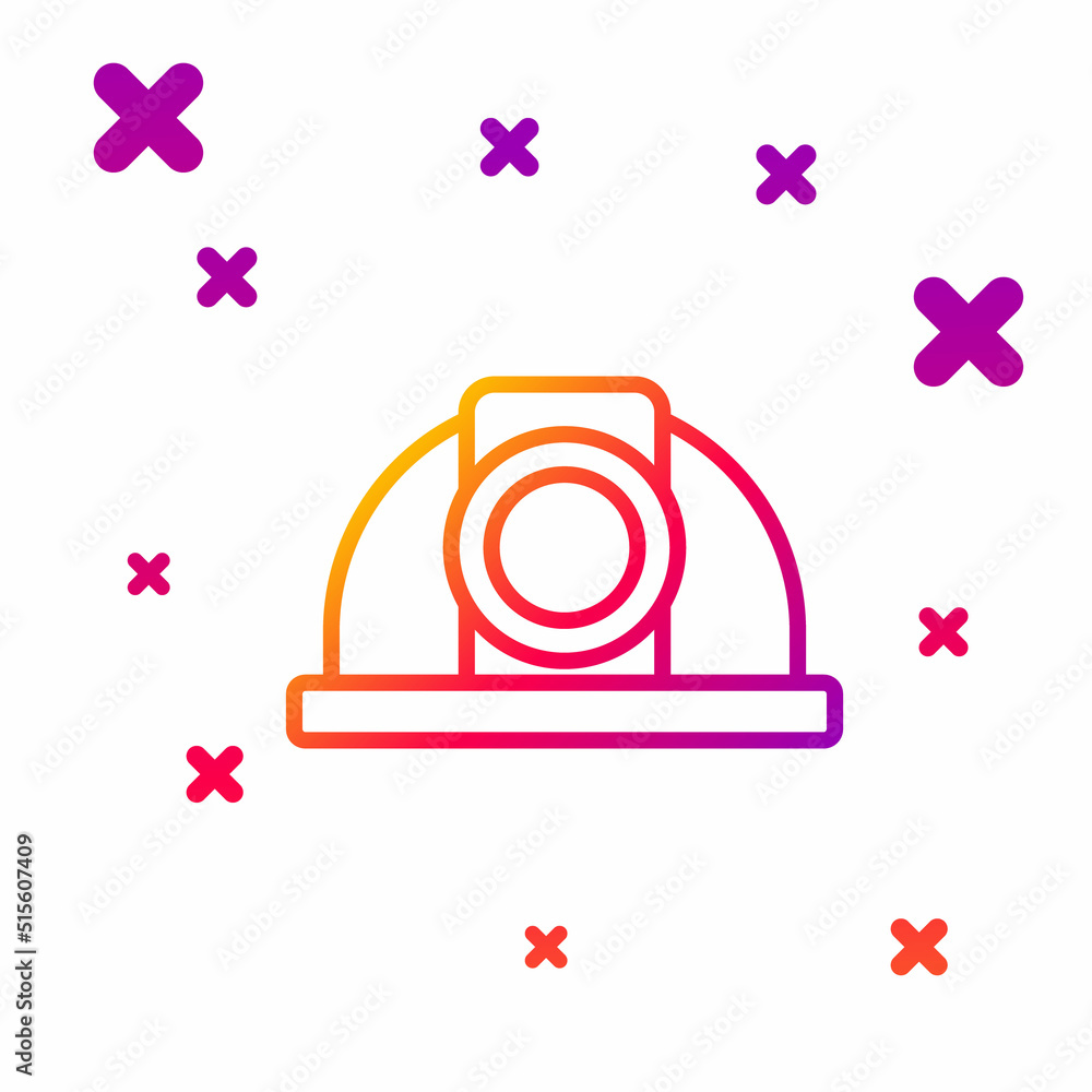 Poster color line worker safety helmet icon isolated on white background. gradient random dynamic shapes. v