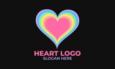 Heart logo or love logo vector design. heart logo or app or icon design. Pastel colour heart shape logo design.