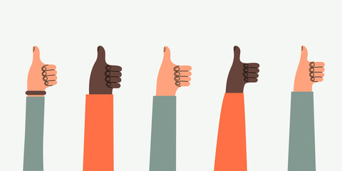 Hands with thumbs up. Hand drawn vector illustration. 
