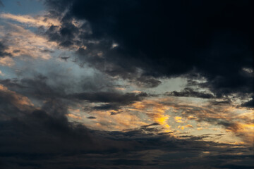 Fototapeta na wymiar Dramatic sky with orange clouds. Nature background.