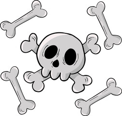 Illustration of a skull and bones for Halloween. Vector illustration
