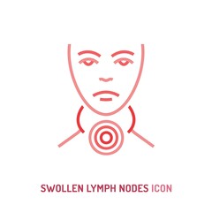 Swollen lymph nodes icon. Editable vector illustration