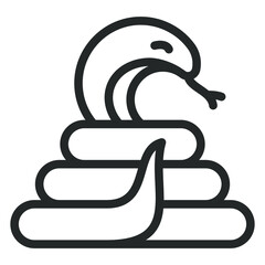 Snake, cobra, curled up in a ring and released its tongue, attack threat - vector sign, web icon, illustration on a white background, outline style