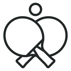 Two crossed rackets and table tennis ball - vector sign, web icon, illustration on white background, outline style